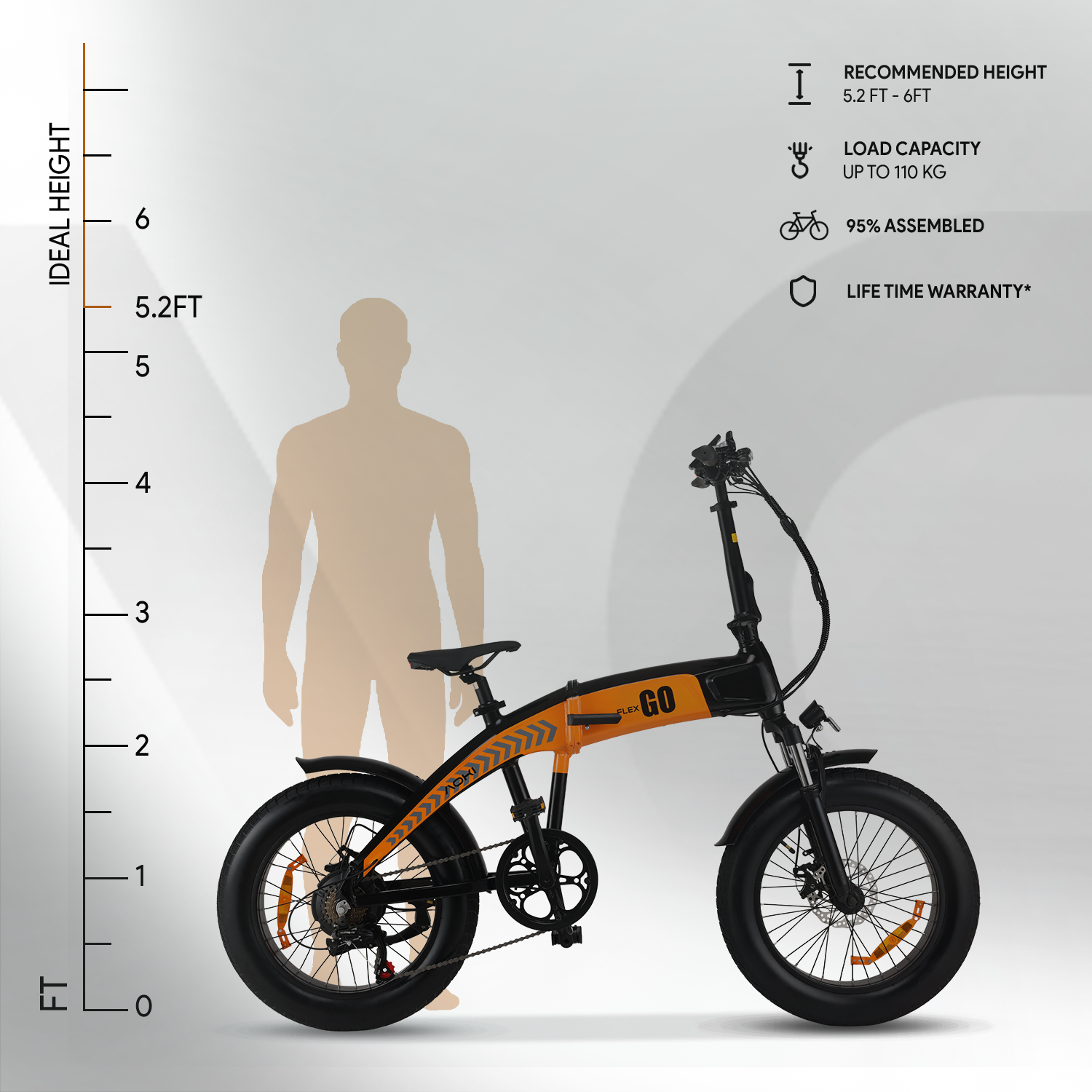 Flex GO – Best Foldable Fat Tyre Electric Cycle in India | Amber - Image 5