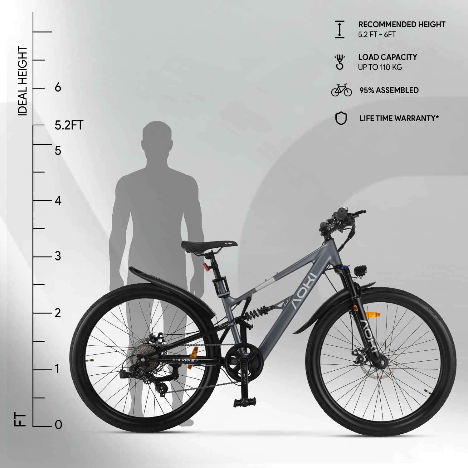 Sherpa Z1 – Best Budget Electric Mountain Bike in India | Aoki - Image 5